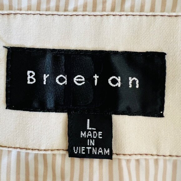 Braetan Women's Belted Lined Beige Jacket Size L Buttons Closure Collared - Picture 10 of 13
